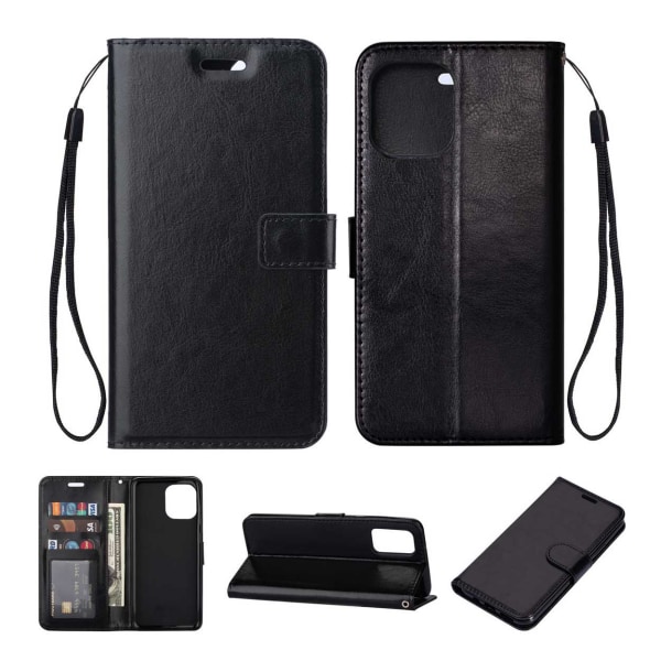 iPhone 12 Mini Wallet Case Black Læder Læder Taske sort