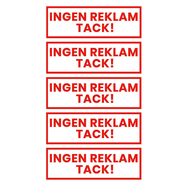 5-pack Ei mainontaa kiitos tarra tarra punainen 3,5x10,5 cm punainen
