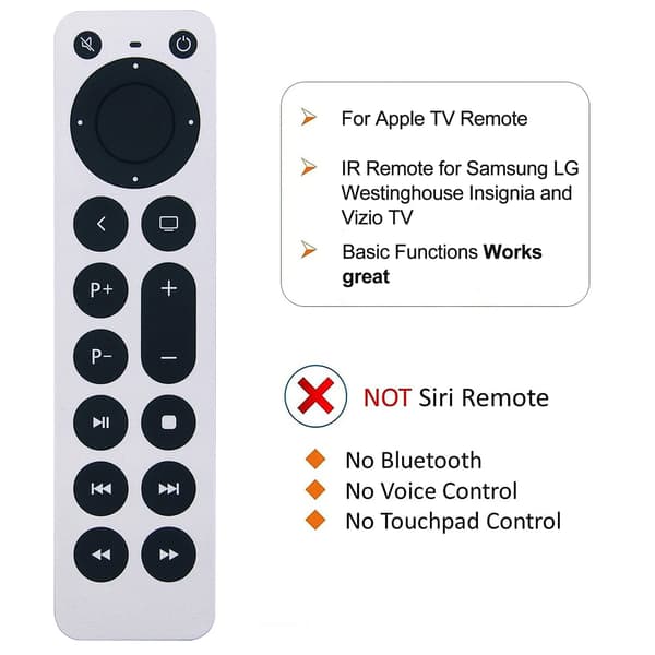 Apple TV 4K Kompatibel Fjärrkontroll vit