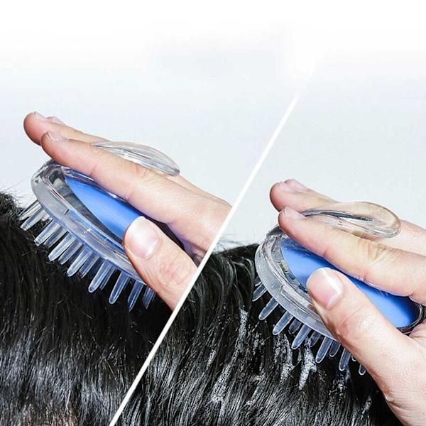 Hierontaharja ja päänahan kuorinta - shampoo -harja sininen