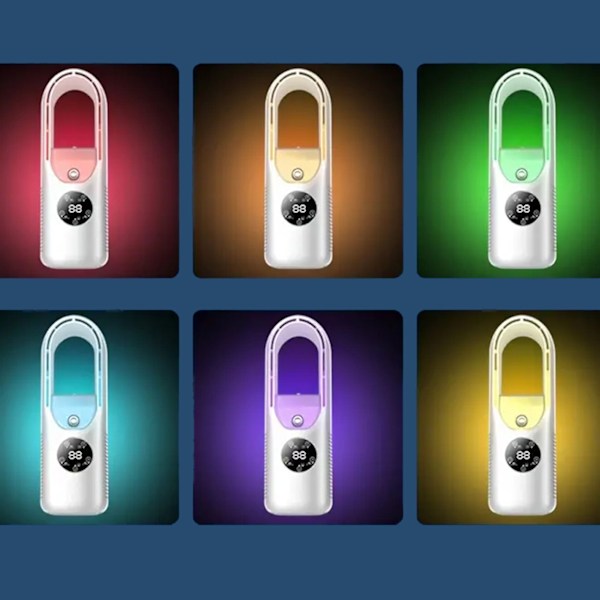 Bladeløs bordventilator med luftfugter USB RGB hvid