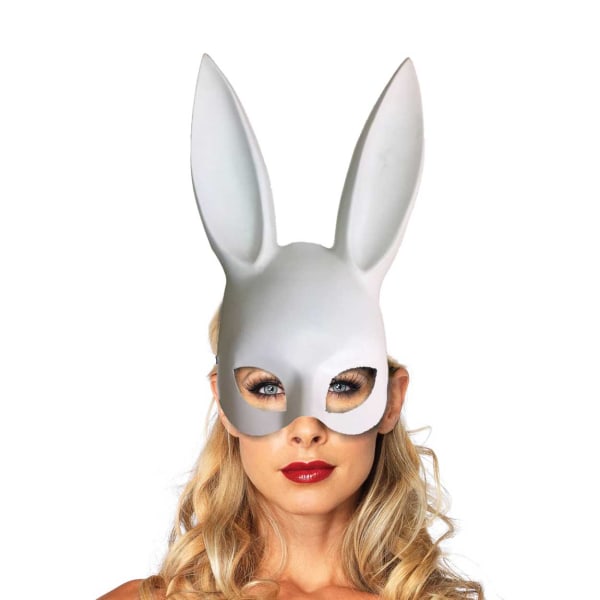 Hvid øjenmaske med kaninører maskeret dressing bunny hvid