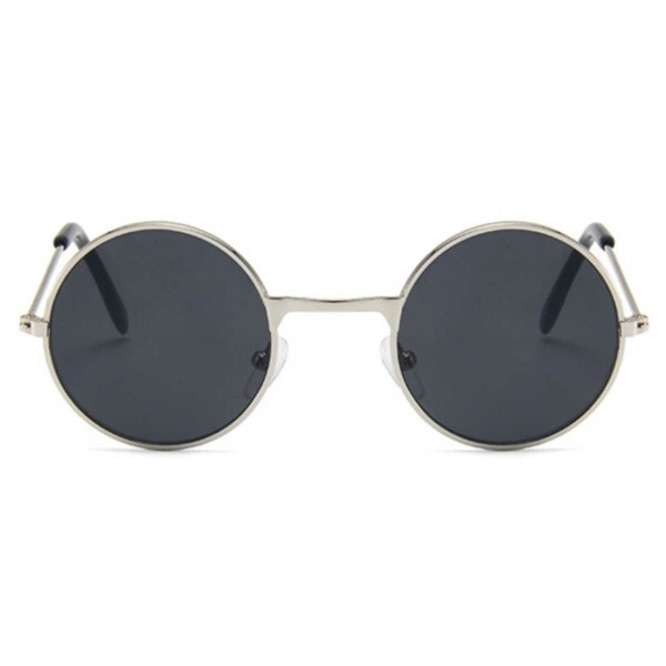 Små solbriller til børn - runde børns solbriller - sølv sort sølv