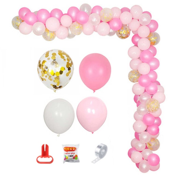 Balloon Arch Pink White - Täydellinen ilmapallo tyttö 5m vaaleanpunainen