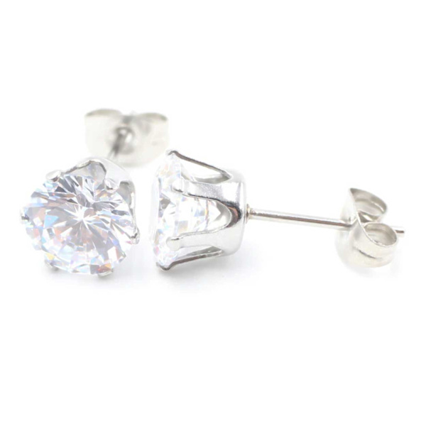 2-pack sølv krystal piercing øreringe piercing juvel - 4mm sølv