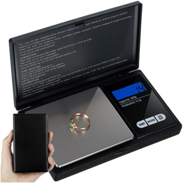 Hopfällbar Digital Fickvåg | Hög Precision Smyckesvåg 0.1-500g
