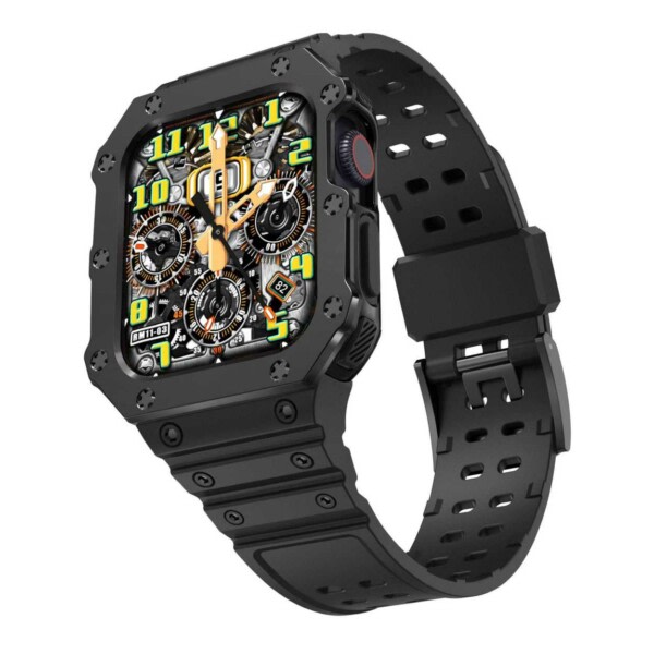 Apple Watch Silikonarmband Med Bumper Skal 42/44/45 Svart svart