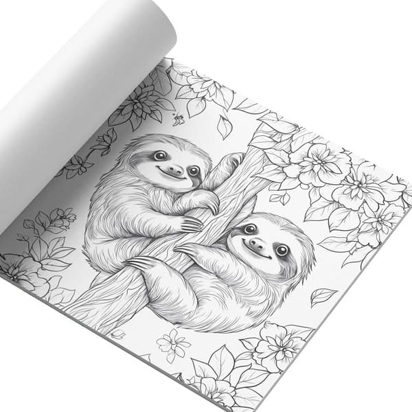 Målarbok 24 sidor 20x20 cm – Cute Sloth Söta Sengångare