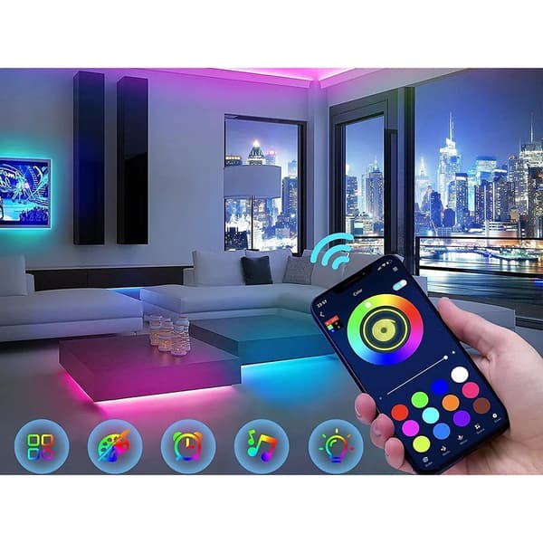 LED Strip RGB 5m Vattentät med Bluetooth, App och Fjärrkontroll