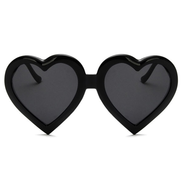 Svarta Hjärtformade Solglasögon Mörkt Glas svart