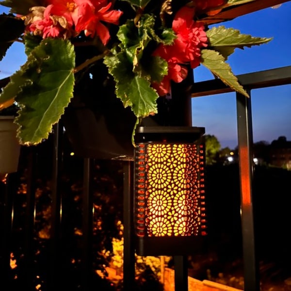 Solar lanterne med flammeeffekt Sort