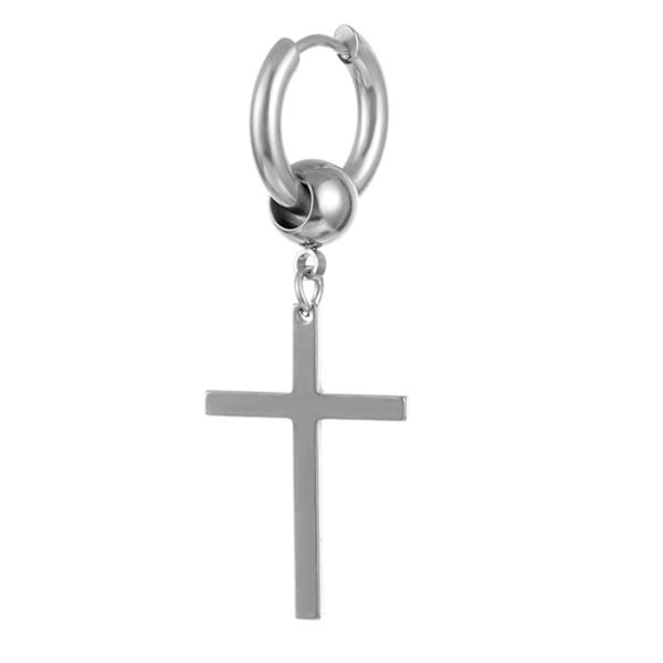 Piercing øredobber Ring med Cross Silver sølv