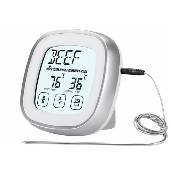 Digital Stektermometer med Probe – Kökstermometer med Touchdisplay Silver