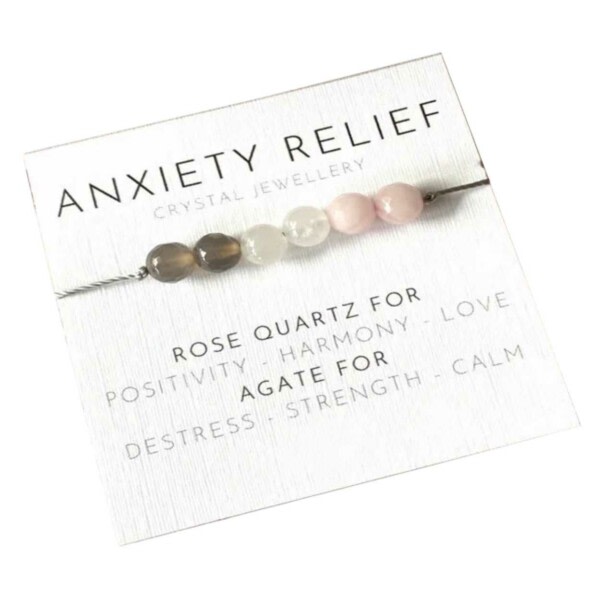Det energistiske armbånd Rose Quartz Agate Crystal Bracelet med kort flerfarvet