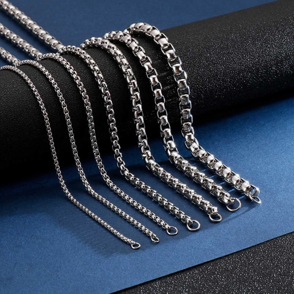 Sølvkæde Rustfrit stål - Boks kæde Kæde Halskæde Størrelse: 2.5mm * 40cm 2,5mm*40cm