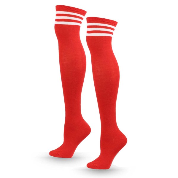 Stribet knæ sokker røde hvide striber - høje sokker rød