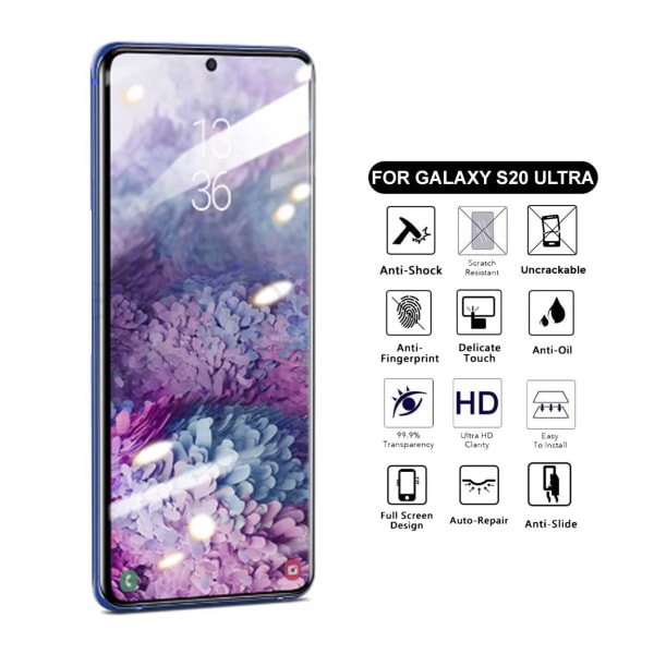 Heltäckande Galaxy S20 Ultra Skärmskydd Nanoedge Skyddsplast transparent