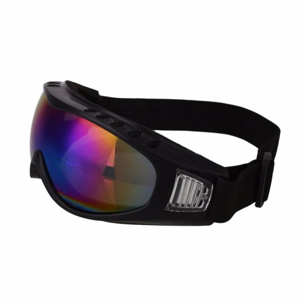 Svarta Skidglasögon Spegelglas Regnbåge Goggles MC MX UV-Skydd svart