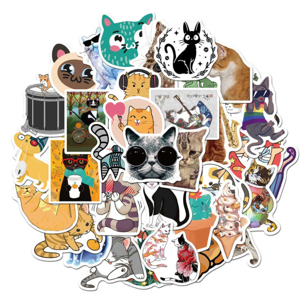 50-pack Klistermärken Dekaler Scrapbook Katter Cats flerfärgad