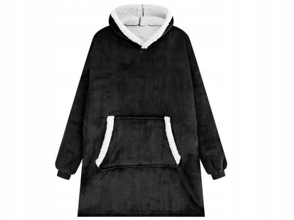 Snuggie Hoodie Teppe Oversize Teppe Genser Svart grå
