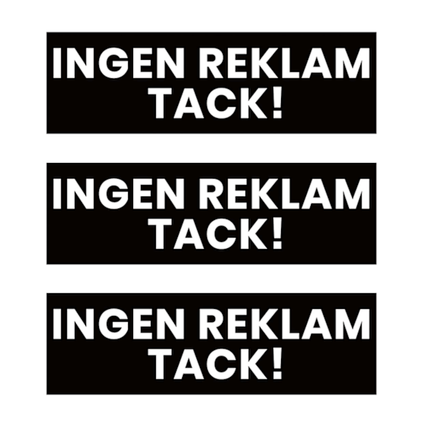 3-pakke ingen reklame takkeret klistermærke mærkat sort 3,5x10,5 cm sort