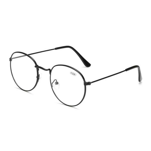 Retro Runda Läsglasögon Glasögon Styrka 3.0 Svart svart
