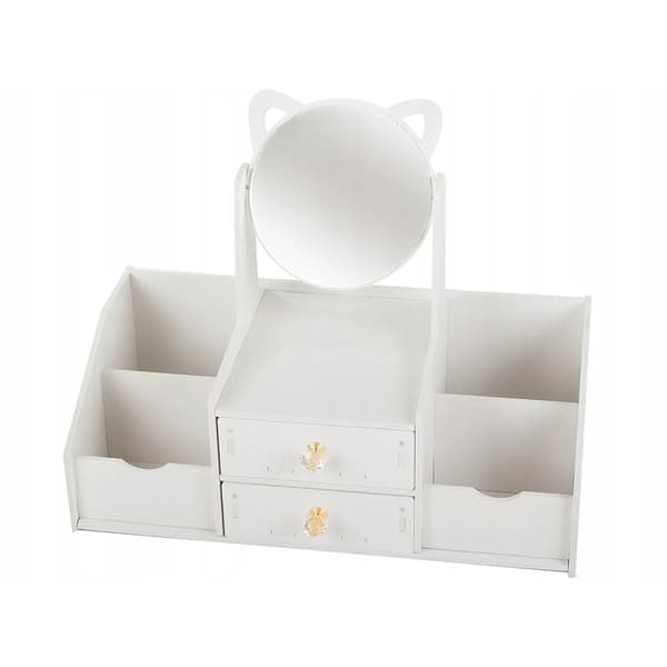 Make-up-organizer med spejl og skuffer – Opbevaringsbord til makeup hvid