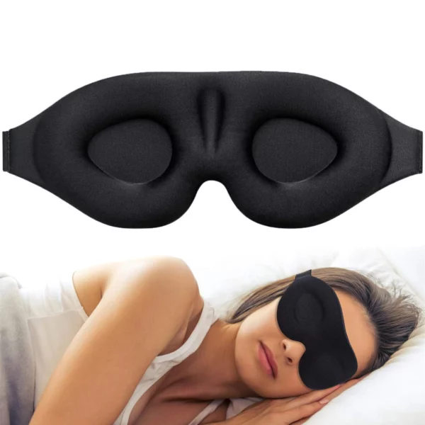 Bekväm 3D Sovmask med 100% Mörkläggning Svart svart