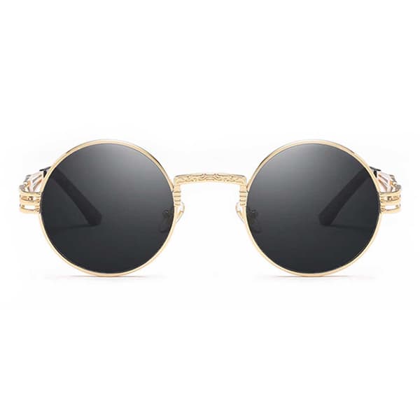Runde solbriller Metal Gold Black Glass guld