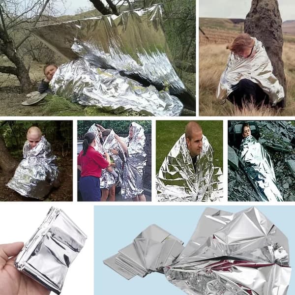 Redningstæppe | Overlevelsestæppe | Nødtæppe af sølvfolie mod vejr og vind 160x210 cm