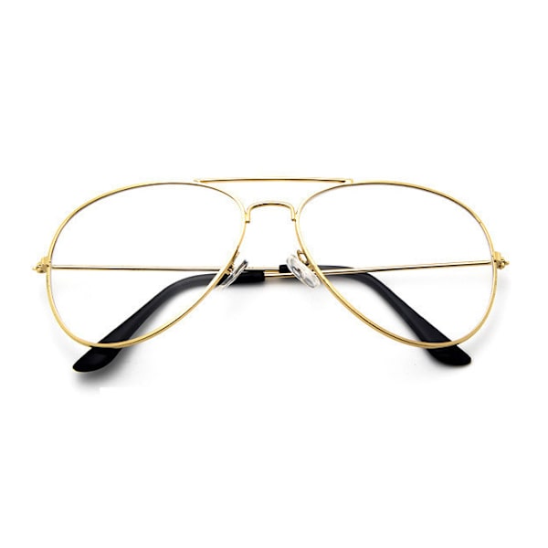 Retro Pilot Aviator Briller Guld Klar glas uden styrke guld