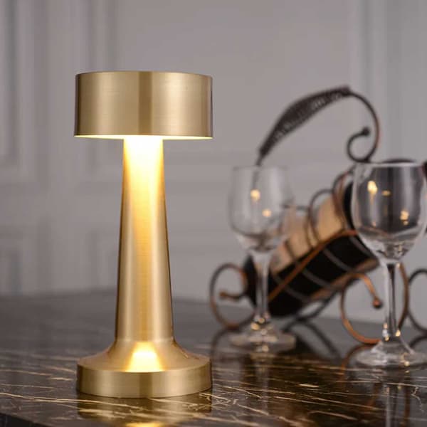 Retro genopladelig bordlampe af metaldæmper guld guld