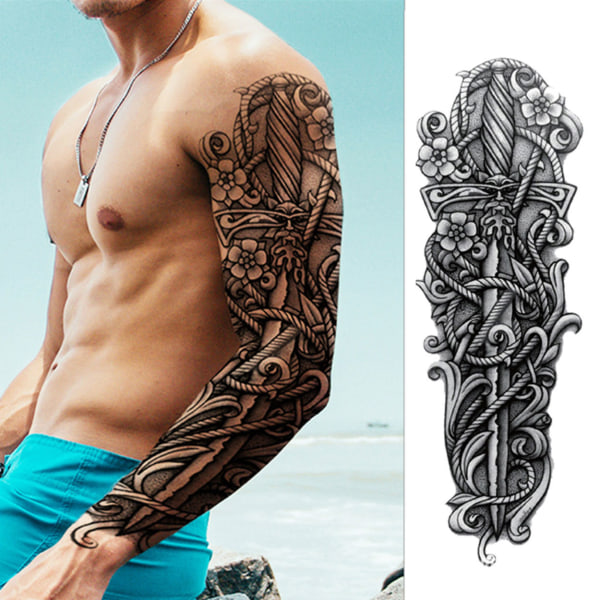 Väliaikainen tatuointi väärennetty tatuointihihainen väärennetty tatuointi fakesleeve musta