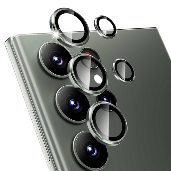 Samsung Galaxy S23 Ultra Kameraskydd Metall Härdat Glas Grön grön