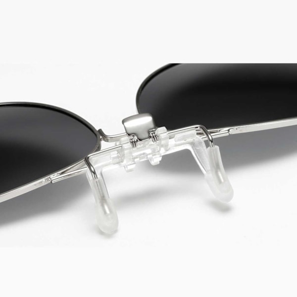 Uppfällbara Polariserade Pilot Clip-On Solglasögon Metall Silver silver