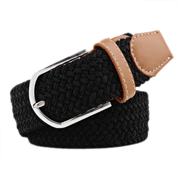 STREETY BELT - Elastisk skærpet lærredstof med stretch W26 -W36 Sort sort