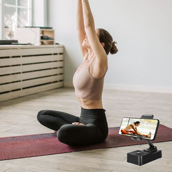 Monitoiminen puhelin- ja tabletinpidike Bluetooth-kaiuttimella ja powerbankilla