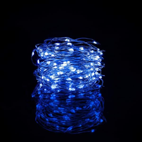 1 m mini LED lyssløyfebatteri -drevet blå blå