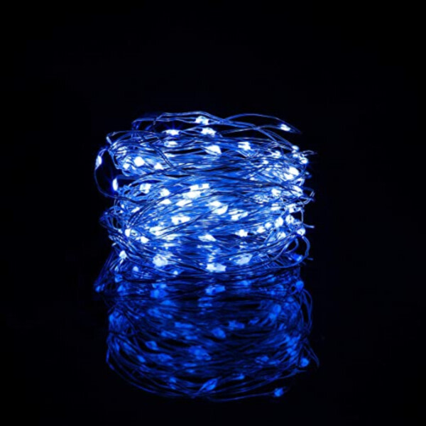 10-Pack 1m Mini LED Light Loop Battery-Powered Blue blå