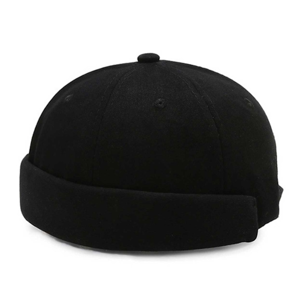 Miki Hat Docker Rullad Skärm Mössa Beanie Sotarmössa - Svart svart