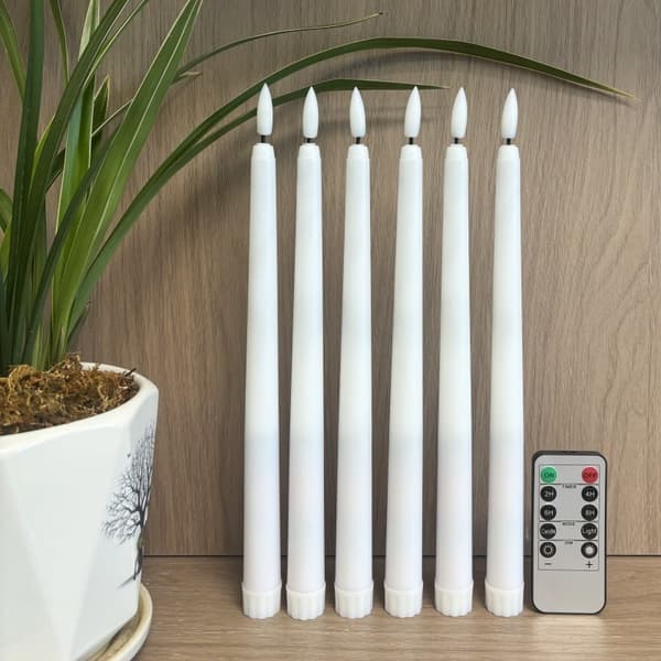 Batteridrivna LED Kronljus med Fjärrkontroll & Timer – 27,5 cm – 6-pack Vit