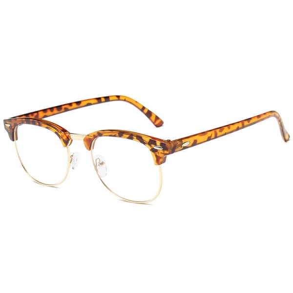 Leopard clubmaster glas uden styrke klare briller brun