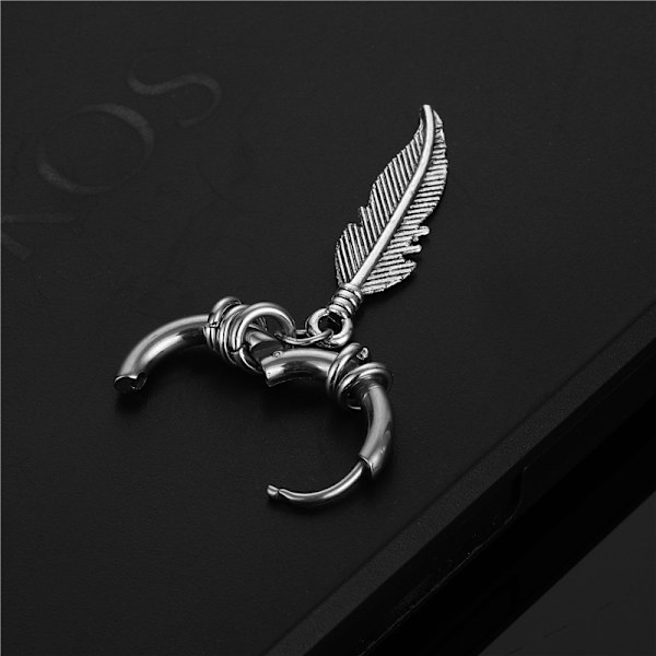 Piercing Örhänge Ring med Hängande Fjäder Silver silver