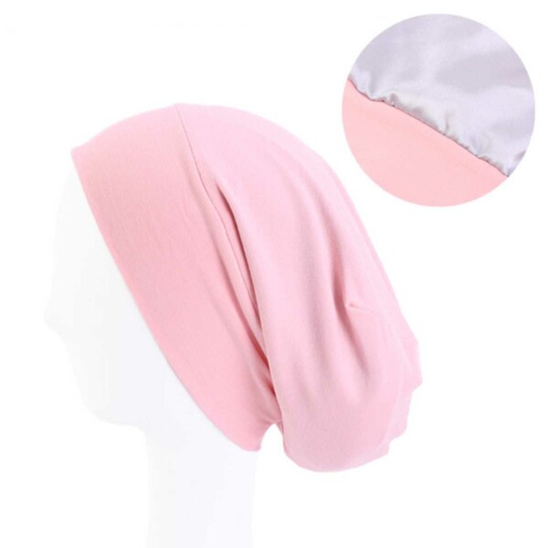 Sleeping Cap med satin inde - Satin Bonnet - Sleep Cap One Size Pink pink