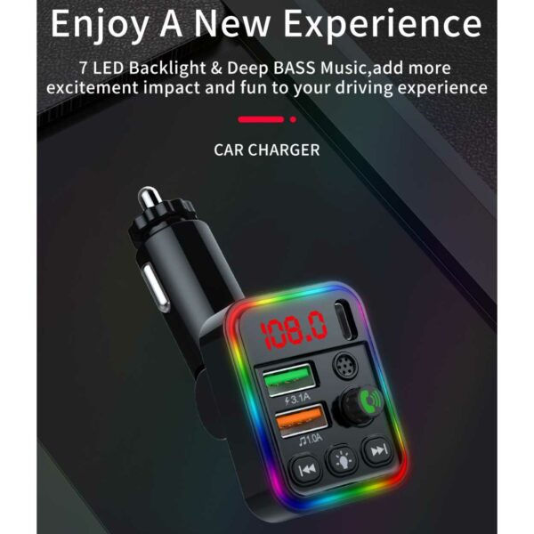 Bluetooth FM-lähetin autolaturi USB-C RGB musta
