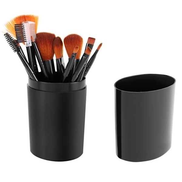 Makeup børster 12-pak med etui sort