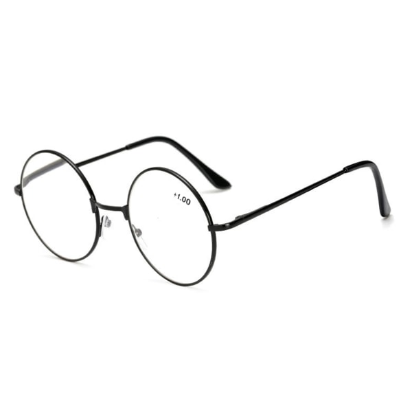 Retro runde læser briller sort styrke 1,0 briller sort