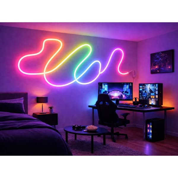 Neon LED Strip RGB 5m Bluetooth App Vanntett Fleksibel