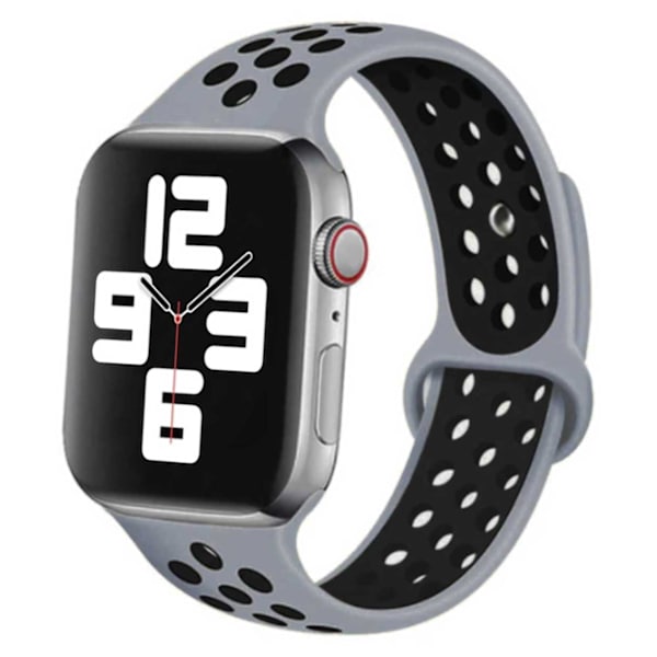 Apple Watch 38/40/41 Armband Silikon Sportarmband Grå Svart grå