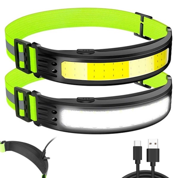 Pannlampa med Reflexband och Rörelsesensor Löpning Lättvikt COB XPE svart